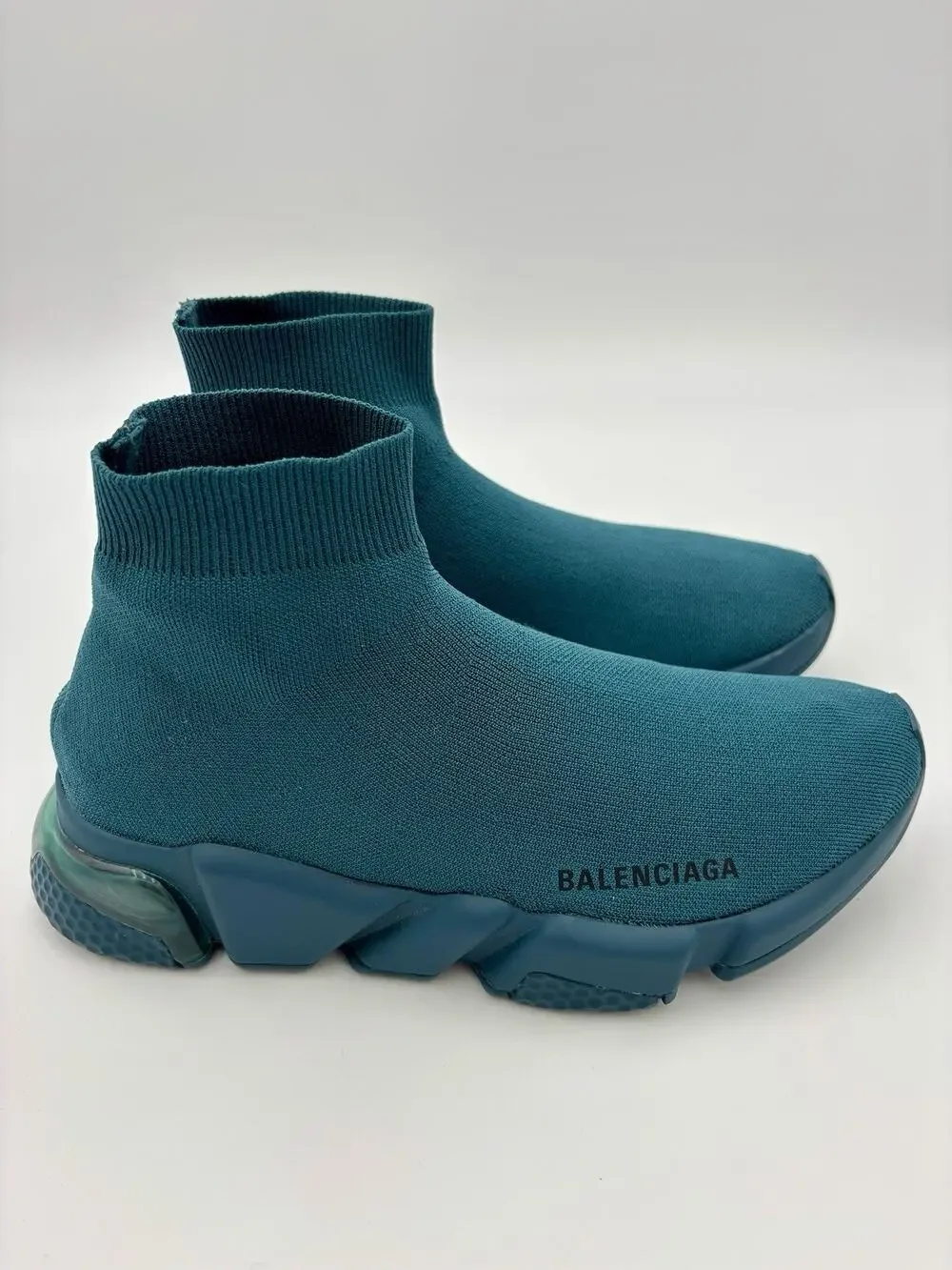 Authentic Balenciaga 2.0 Speed Knit Runner Sock Sneakers Teal Blue Size 8